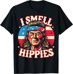 I Smell Hippies USA Funny 4th of July Men Hippie T-Shirt - T-Shirt | Black
