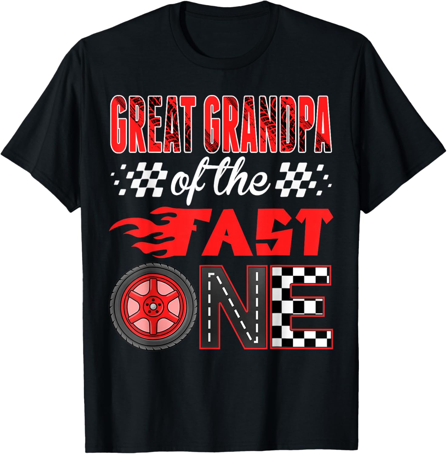 Great Grandpa of The Fast One Birthday 1st Race Car Family T-Shirt - T-Shirt | Black