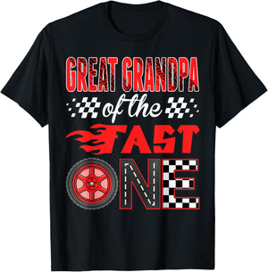 Great Grandpa of The Fast One Birthday 1st Race Car Family T-Shirt - T-Shirt | Black