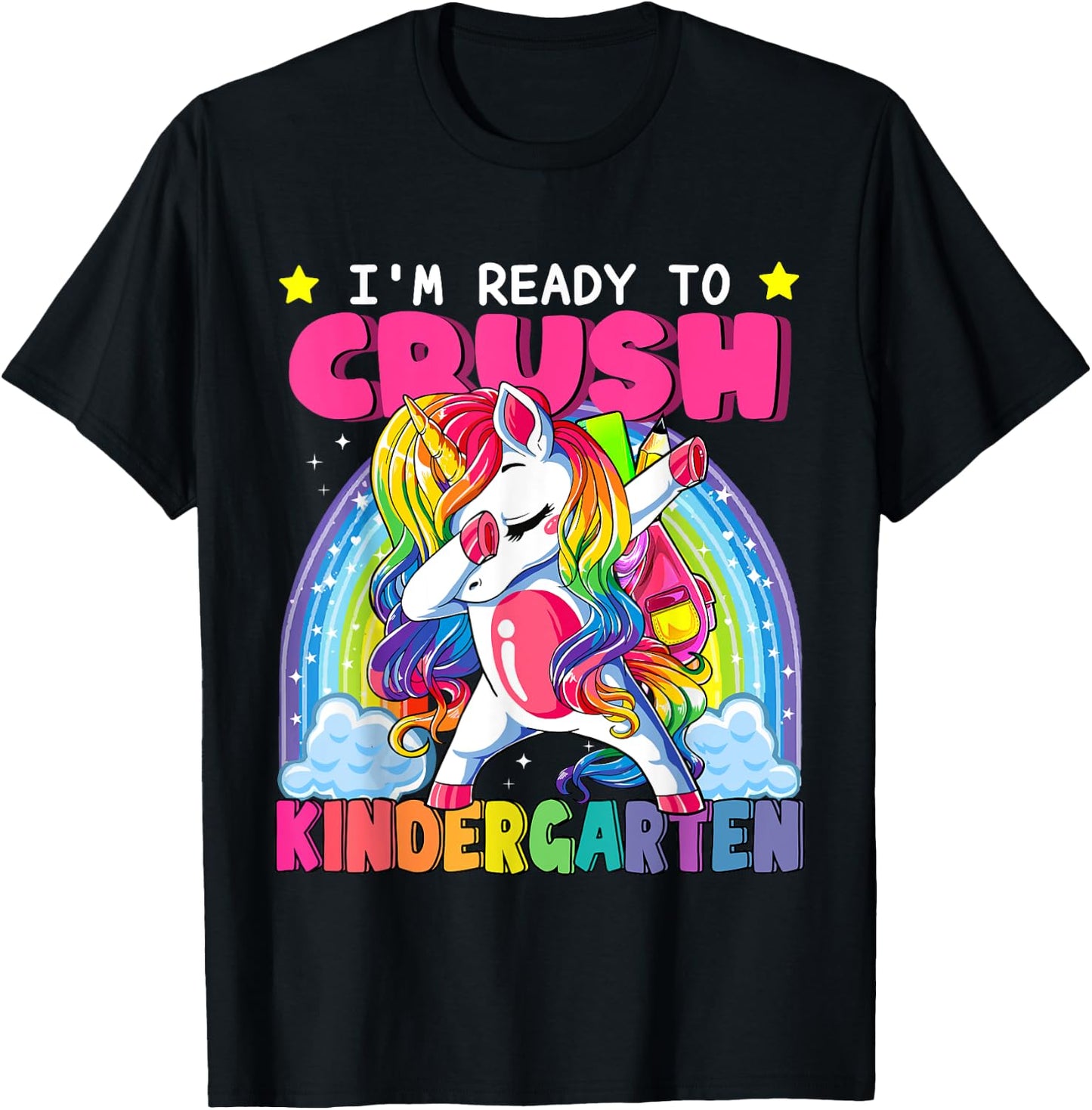 Back To School Unicorn I'm Ready To Crush Kindergarten Kid T-Shirt - T-Shirt | Black
