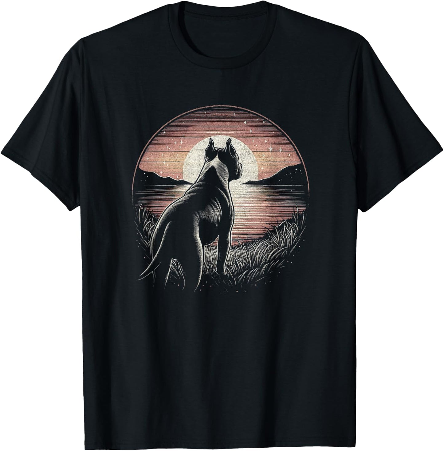 Vintage American Staffordshire Terrier Dog Art Design T-Shirt - T-Shirt | Black