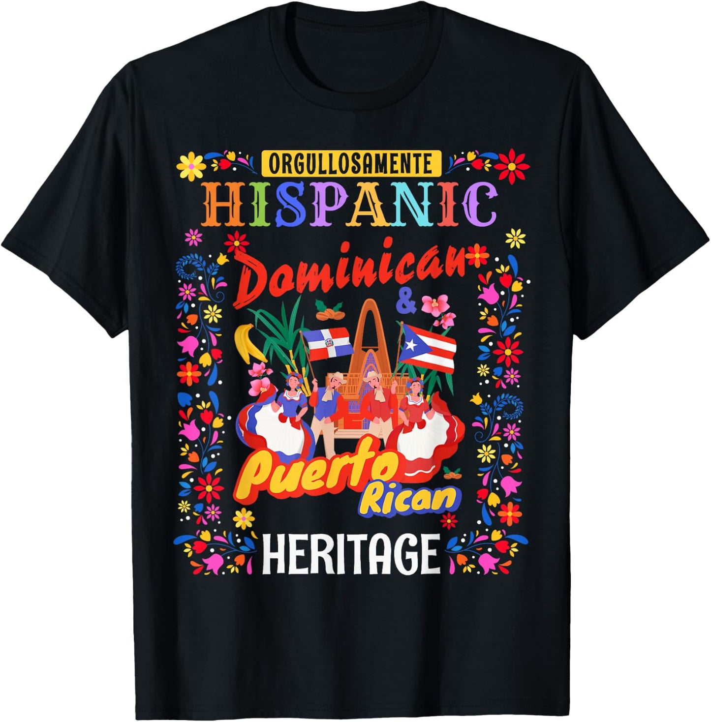 Puerto Rican & Dominican Flag Outfit Idea Women Dominican T-Shirt - T-Shirt | Black