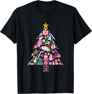 Funny Nutcracker Ballet Sugar Plum Fairy Girl Christmas Tree T-Shirt - T-Shirt | Black