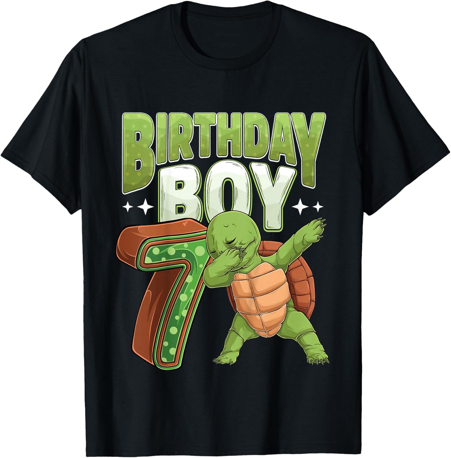 Kids 7 year old Turtle animal lovers 7th Birthday Boy T-Shirt - T-Shirt | Black