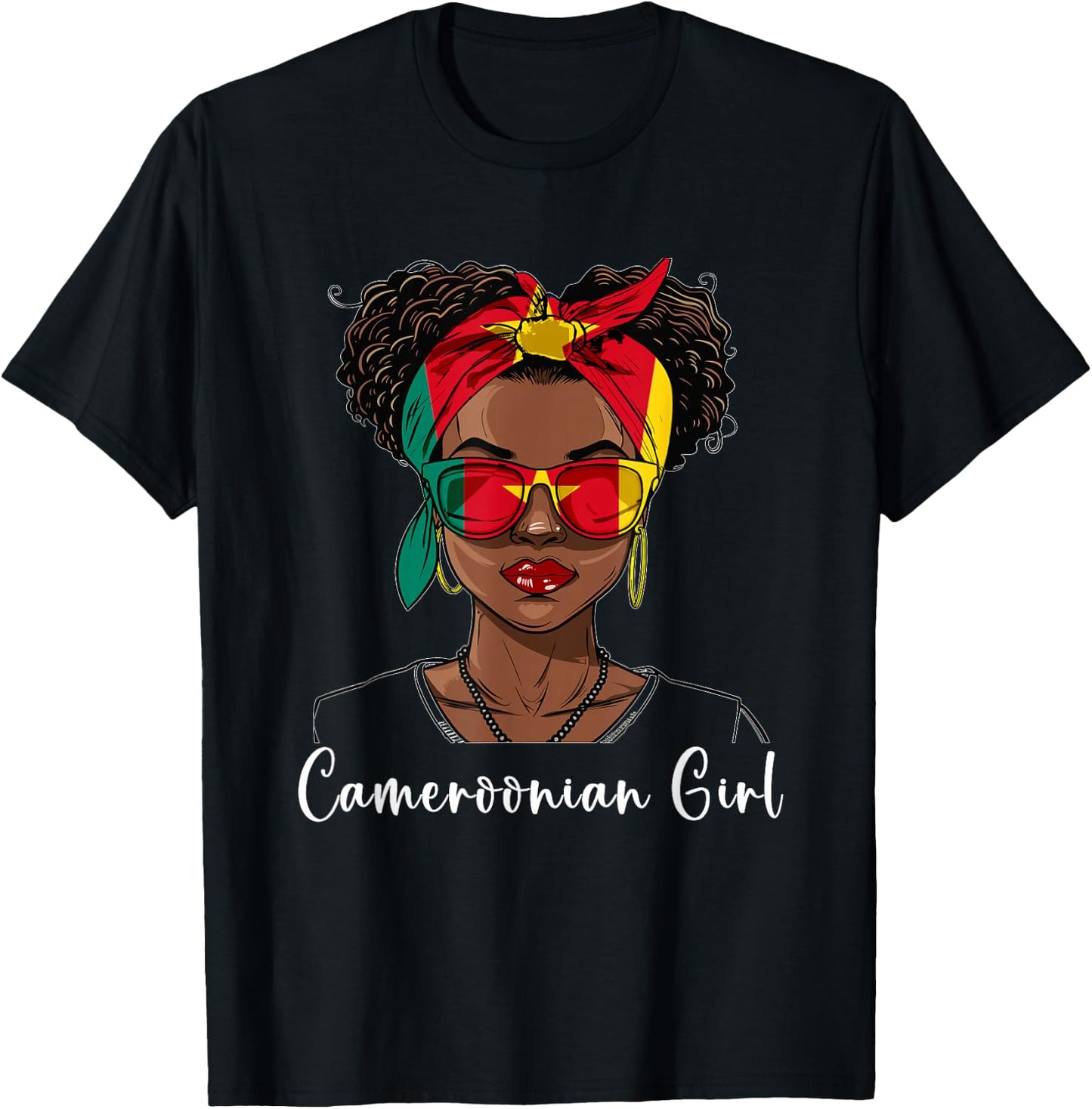 Cameroon Flag Outfit for Woman Girl Souvenirs Cameroonian T-Shirt - T-Shirt | Black