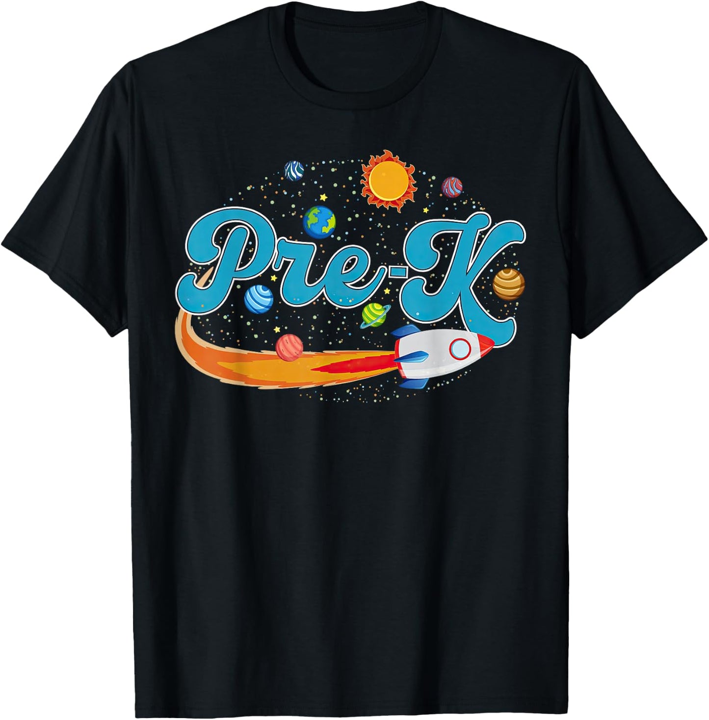 Pre K Teacher Outer Space System Planets Kindergarten T-Shirt - T-Shirt | Black