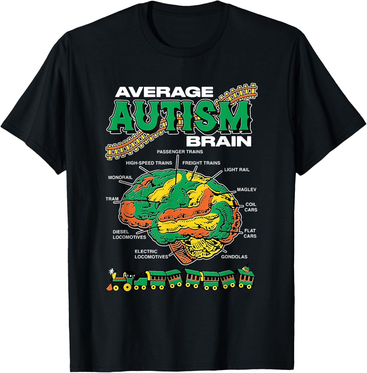 Average Autism Brain Design T-Shirt - T-Shirt | Black