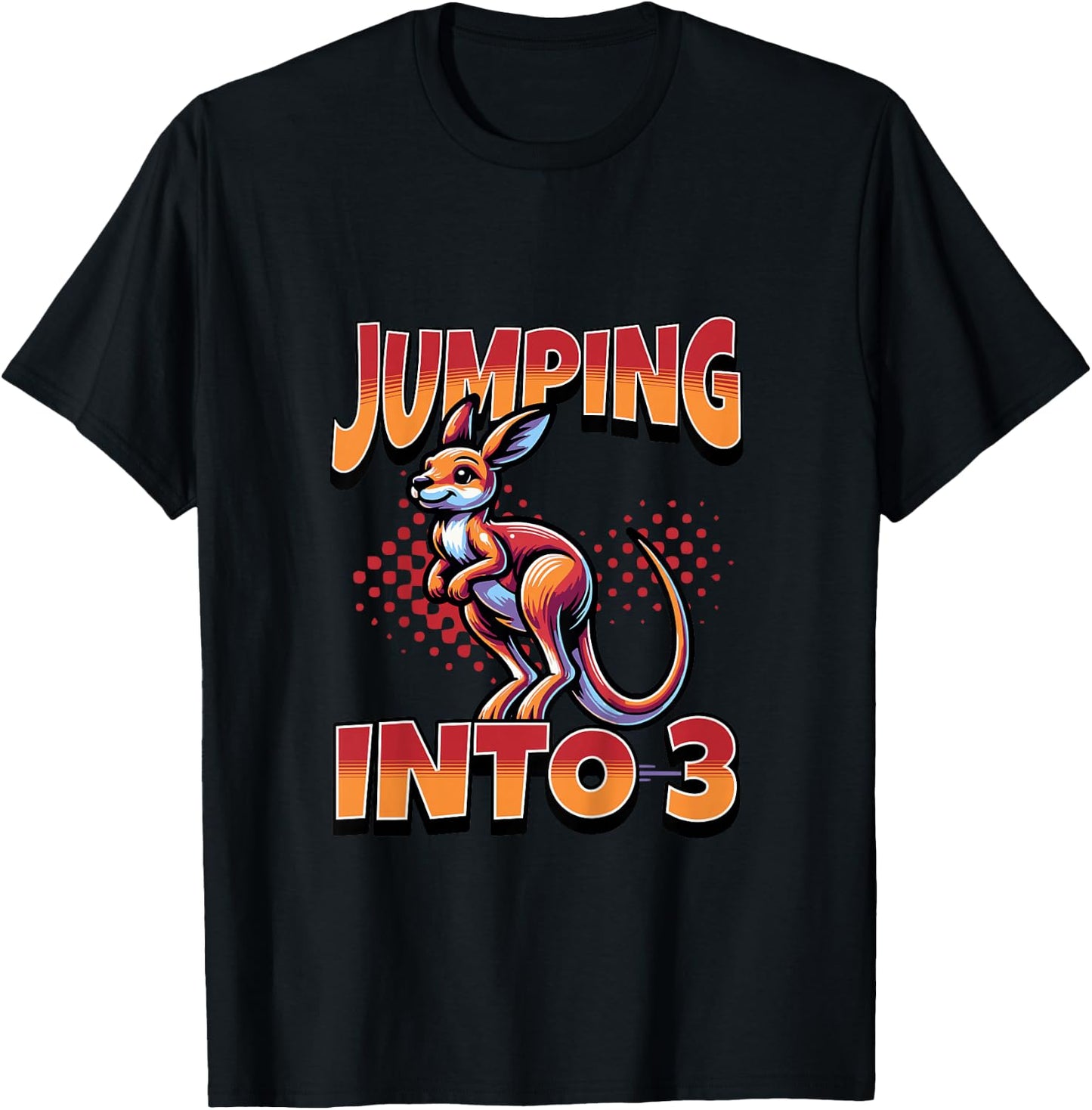 Kangaroo Jumping Into 3 Year Old 3rd Birthday Boy Girl T-Shirt - T-Shirt | Black