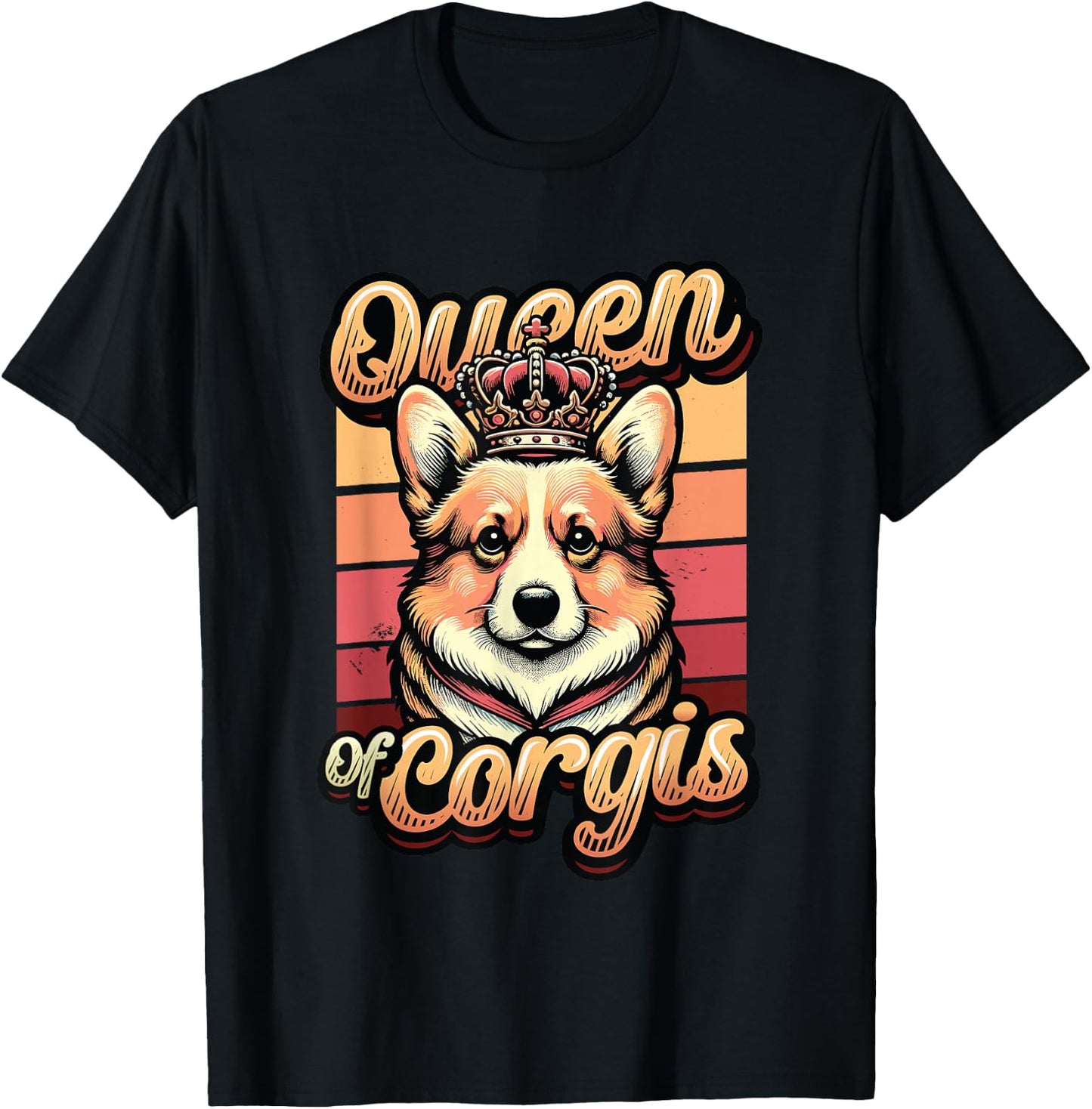 Corgi Girls Queen Of Corgis T-Shirt - T-Shirt | Black