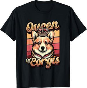 Corgi Girls Queen Of Corgis T-Shirt - T-Shirt | Black
