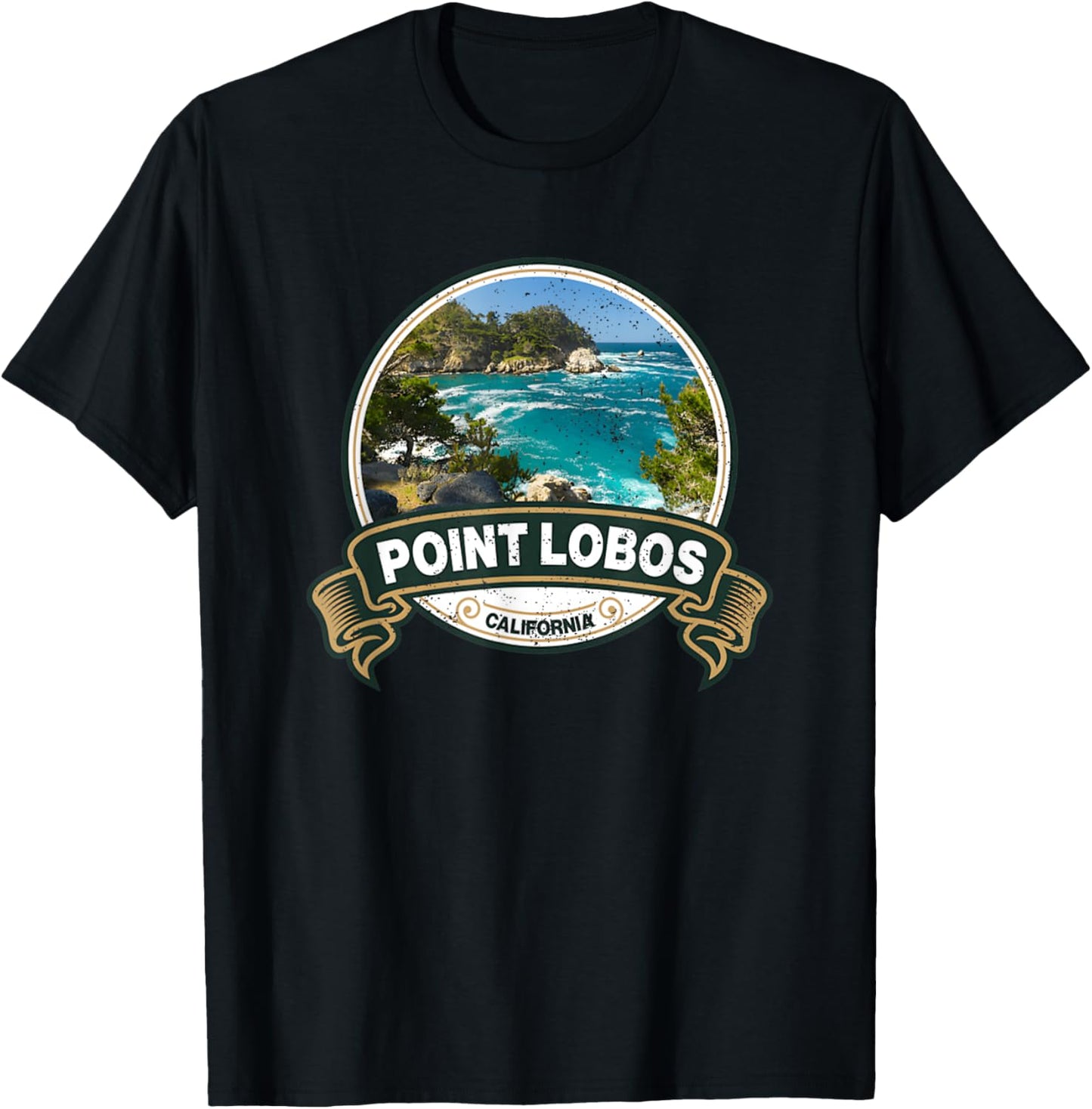 Vintage Nature Point Lobos California Travel Badge T-Shirt - T-Shirt | Black