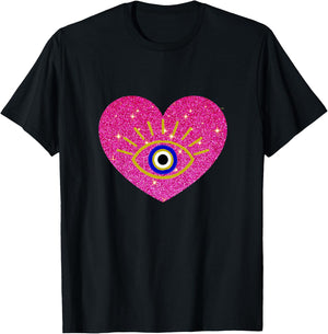 Pink Heart Cute Evil Eye Protection Toddler's and Children T-Shirt - T-Shirt | Black