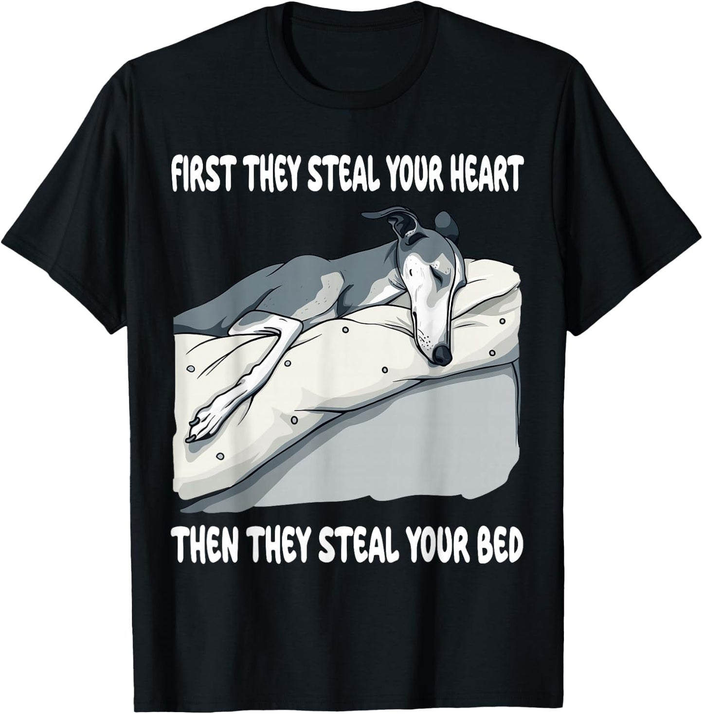 Greyhound Sleeping Pajamas Nightgown T-Shirt - T-Shirt | Black