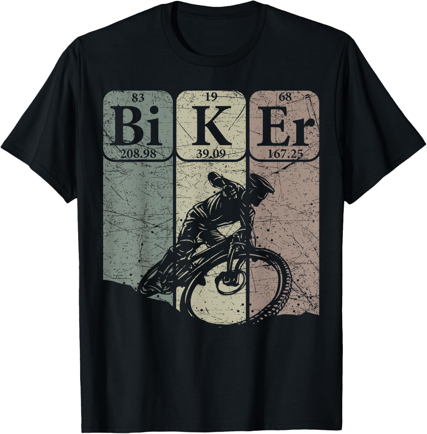 Mountain Biker Periodic Table Elements MTB Bike Nerd Vintage T-Shirt - T-Shirt | Black