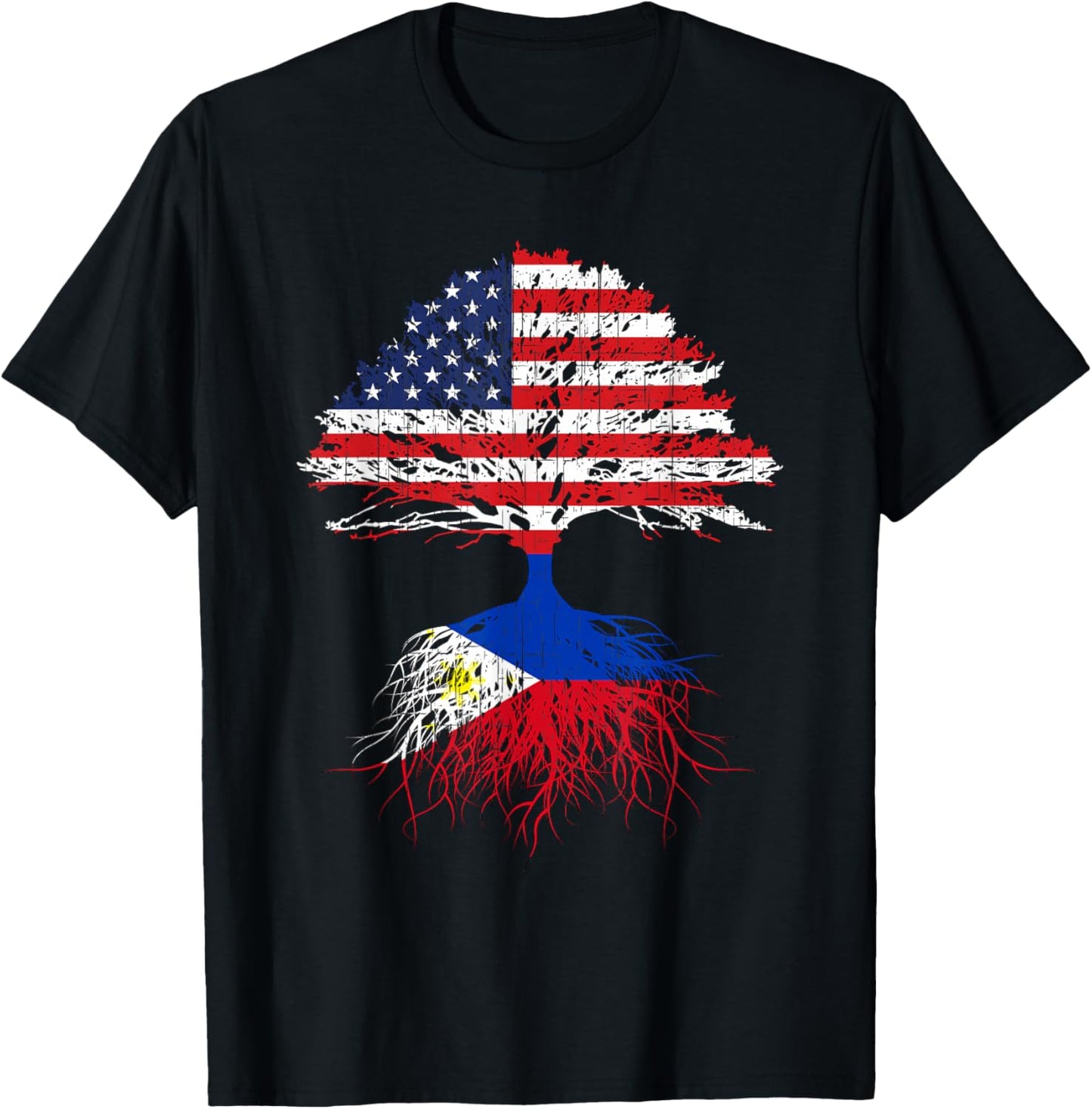 Filipino Roots American Grown Philippines Flag Shirt Gift T-Shirt - T-Shirt | Black