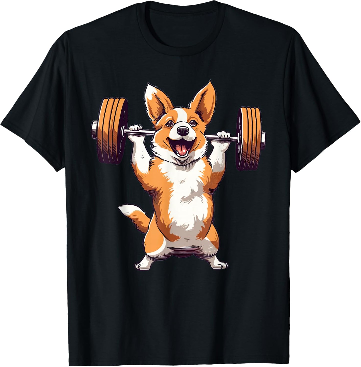 Corgi Dog Powerlifting Weightlifting Gym Workout T-Shirt - T-Shirt | Black