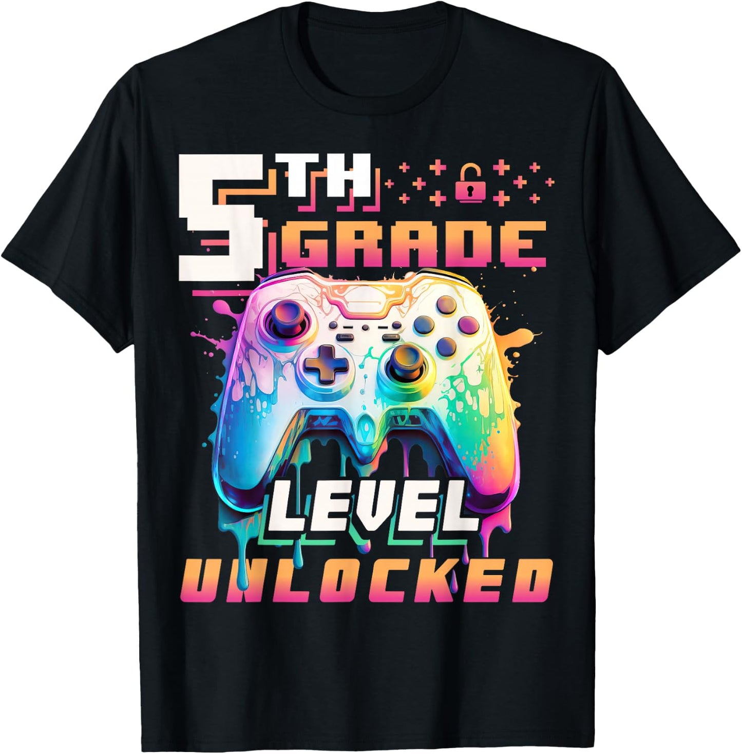 Back to School 5th Grade Boys Gamer First Day School Level T-Shirt - T-Shirt | Black