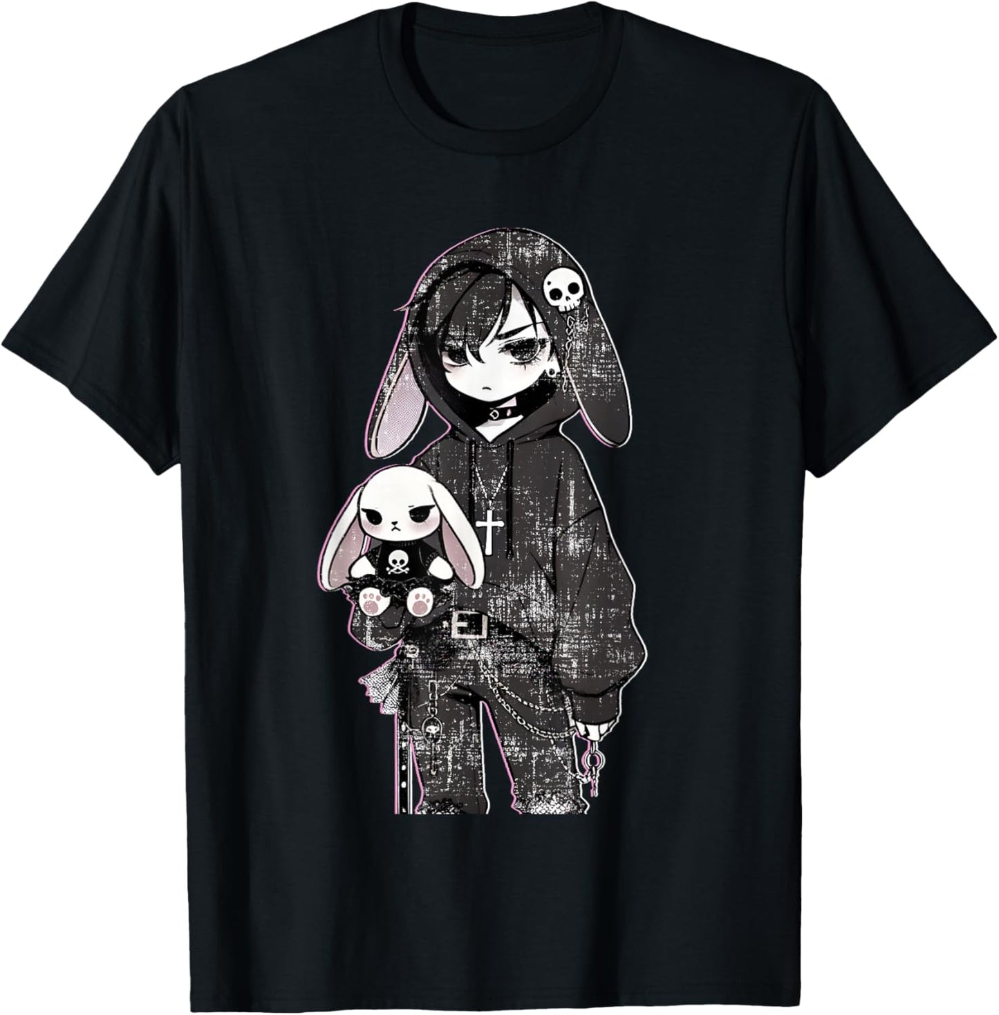 Grunge Bunny Anime Gothic Girl Aesthetic E-Girl Vibes Style T-Shirt - T-Shirt | Black