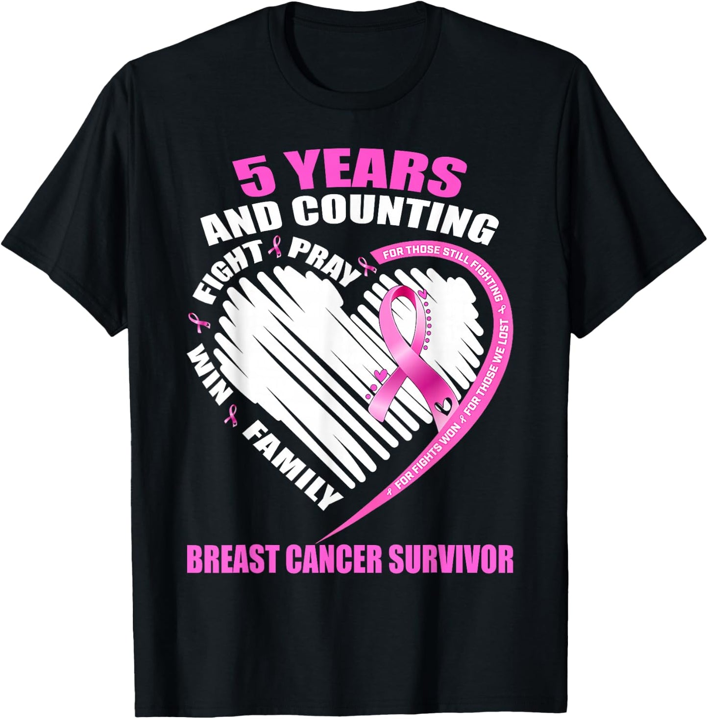 5 Years Cancer Free Gifts 5 Year Breast Cancer Survivor T-Shirt - T-Shirt | Black