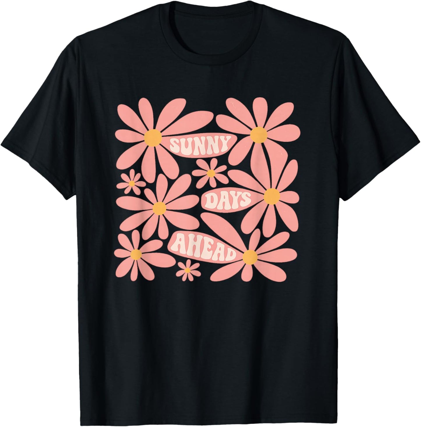 Retro Sunny Day Ahead Summer Floral Women's Casual Wear T-Shirt - T-Shirt | Black