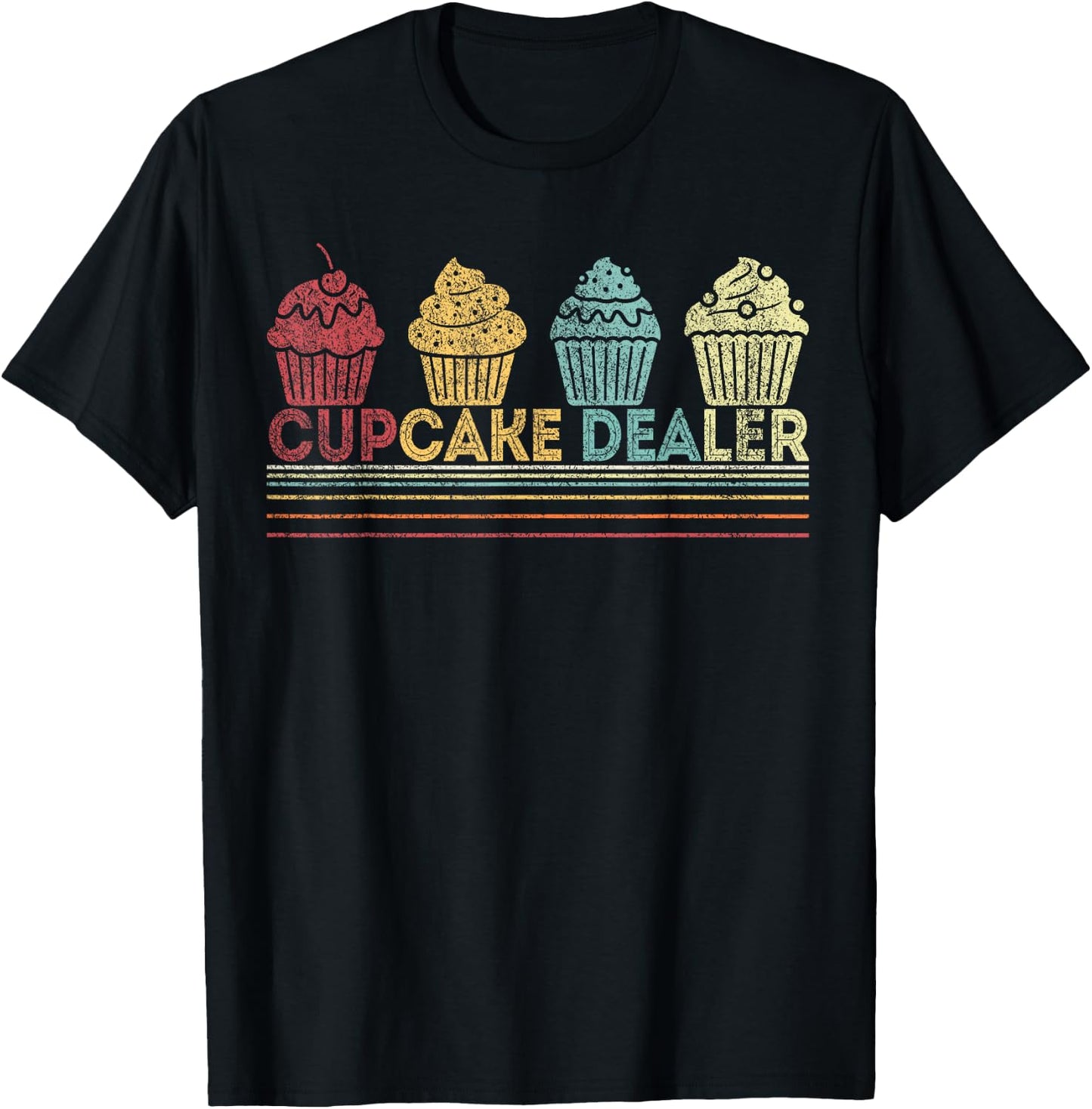 Cupcake Dealer Funny Cupcake Baking Cupcake Lover Retro T-Shirt - T-Shirt | Black