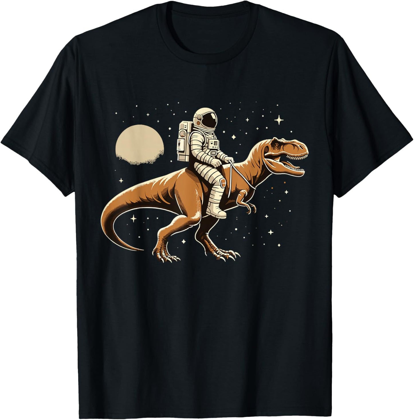 Astronaut Riding T-Rex Dinosaur Astro Space T-Shirt - T-Shirt | Black
