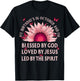 Blessed By God October Birth Month Pink Sunflower Christian T-Shirt - T-Shirt | Black