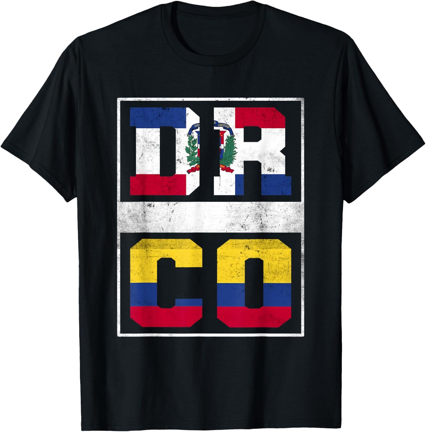 Dominican Republic and Colombia Mix Dominicana Colombian T-Shirt - T-Shirt | Black