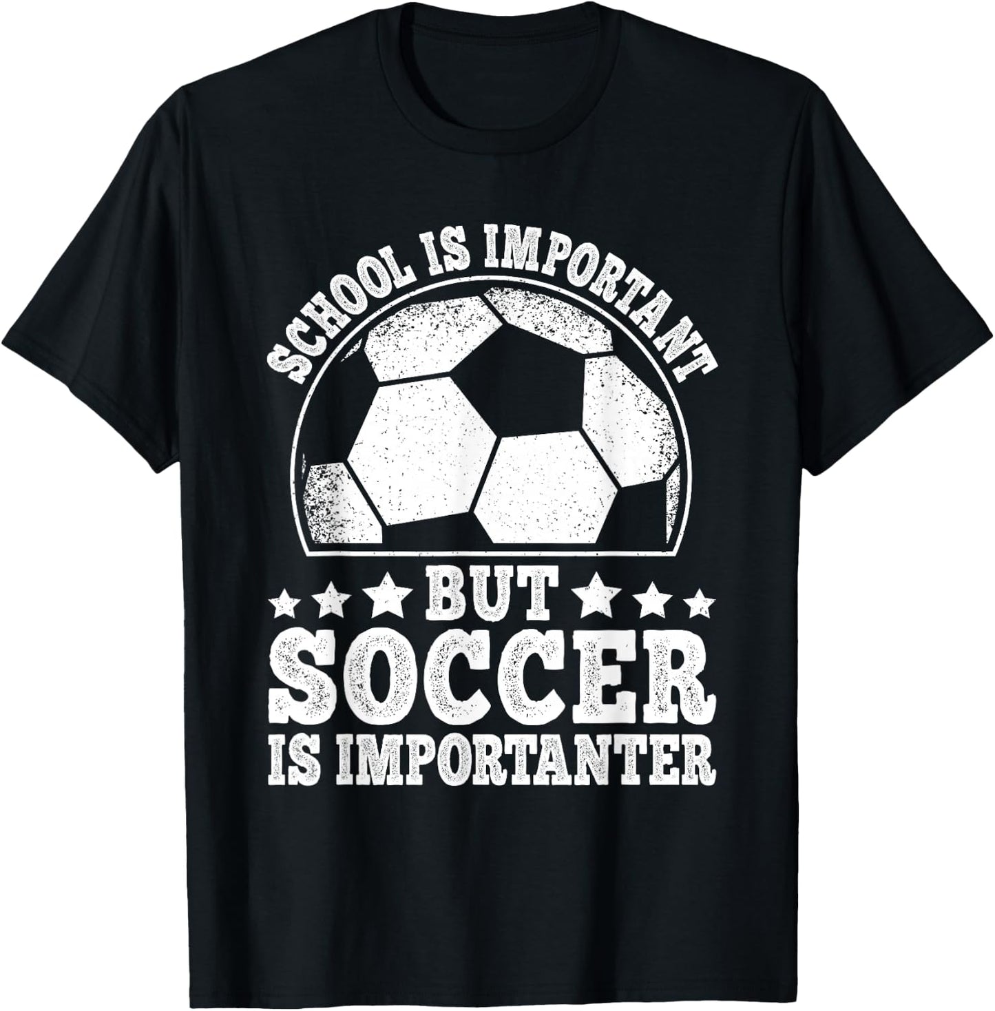 School Is Important But Soccer Is Importanter Soccer Boys T-Shirt - T-Shirt | Black