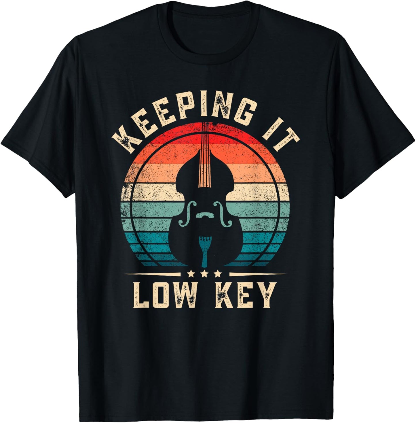 Bass Player Keeping It Low Key Funny Bassist T-Shirt - T-Shirt | Black