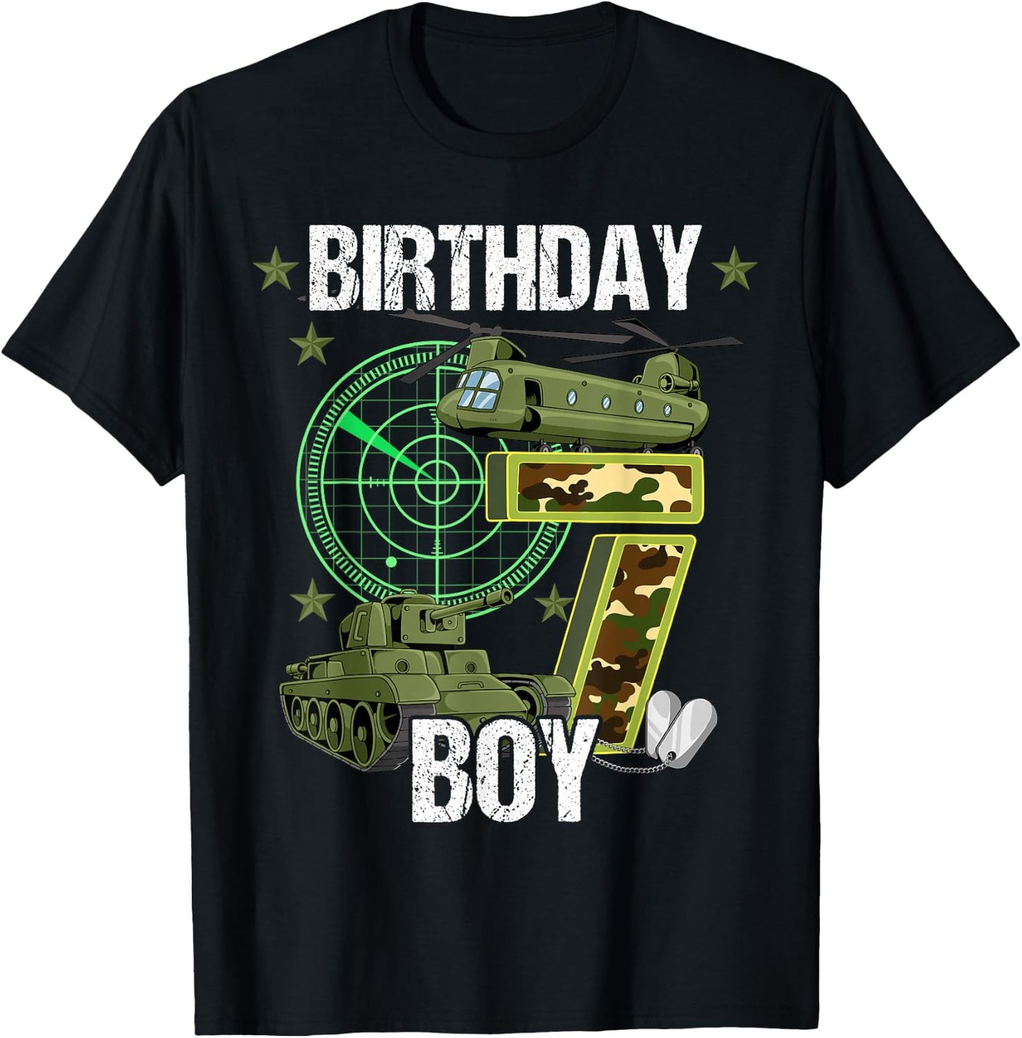 7th Birthday Army T-Shirt - T-Shirt | Black