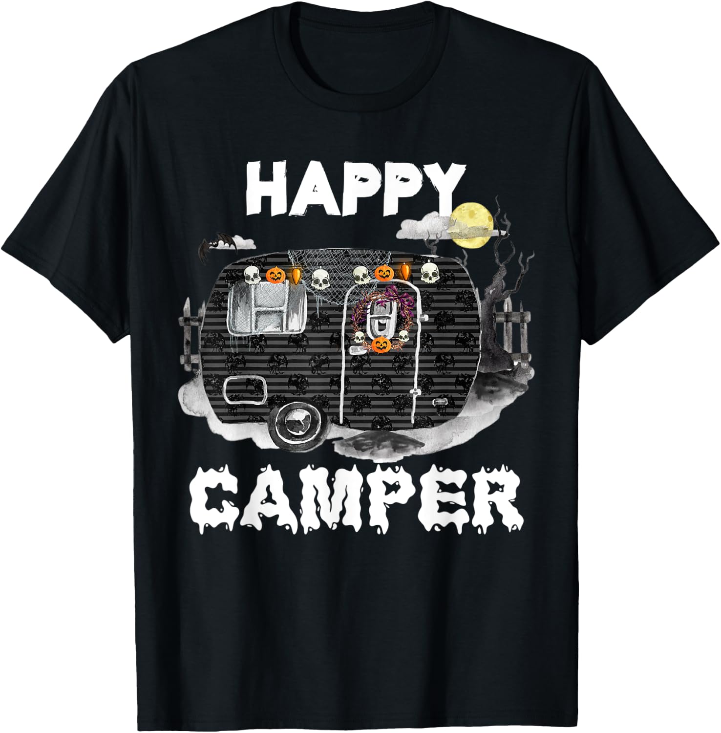 CAMPING Happy Camper Halloween Camp O Ween T-Shirt - T-Shirt | Black