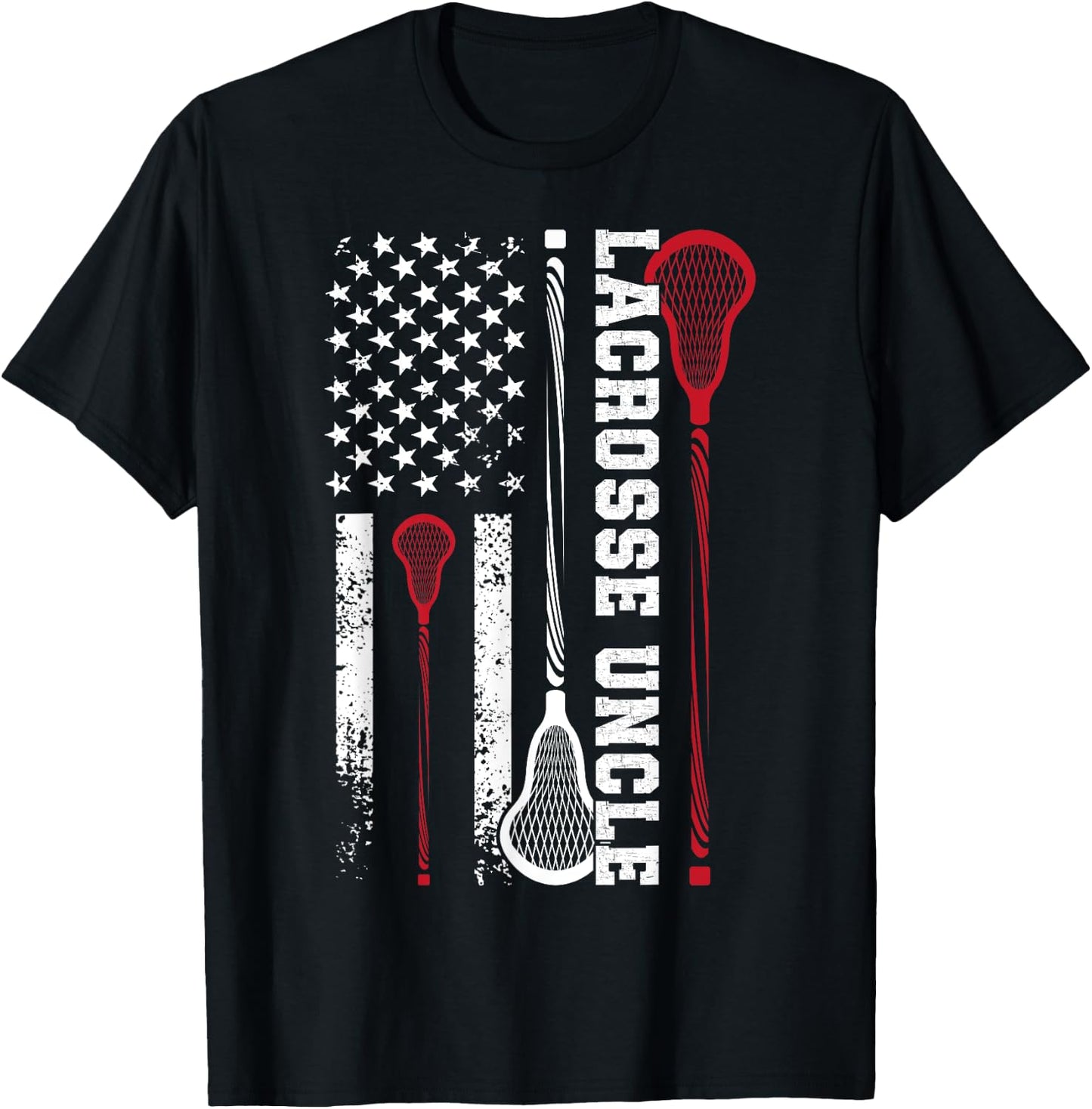 Lacrosse Uncle US Flag Uncle Of A Lacrosse Player Uncle T-Shirt - T-Shirt | Black