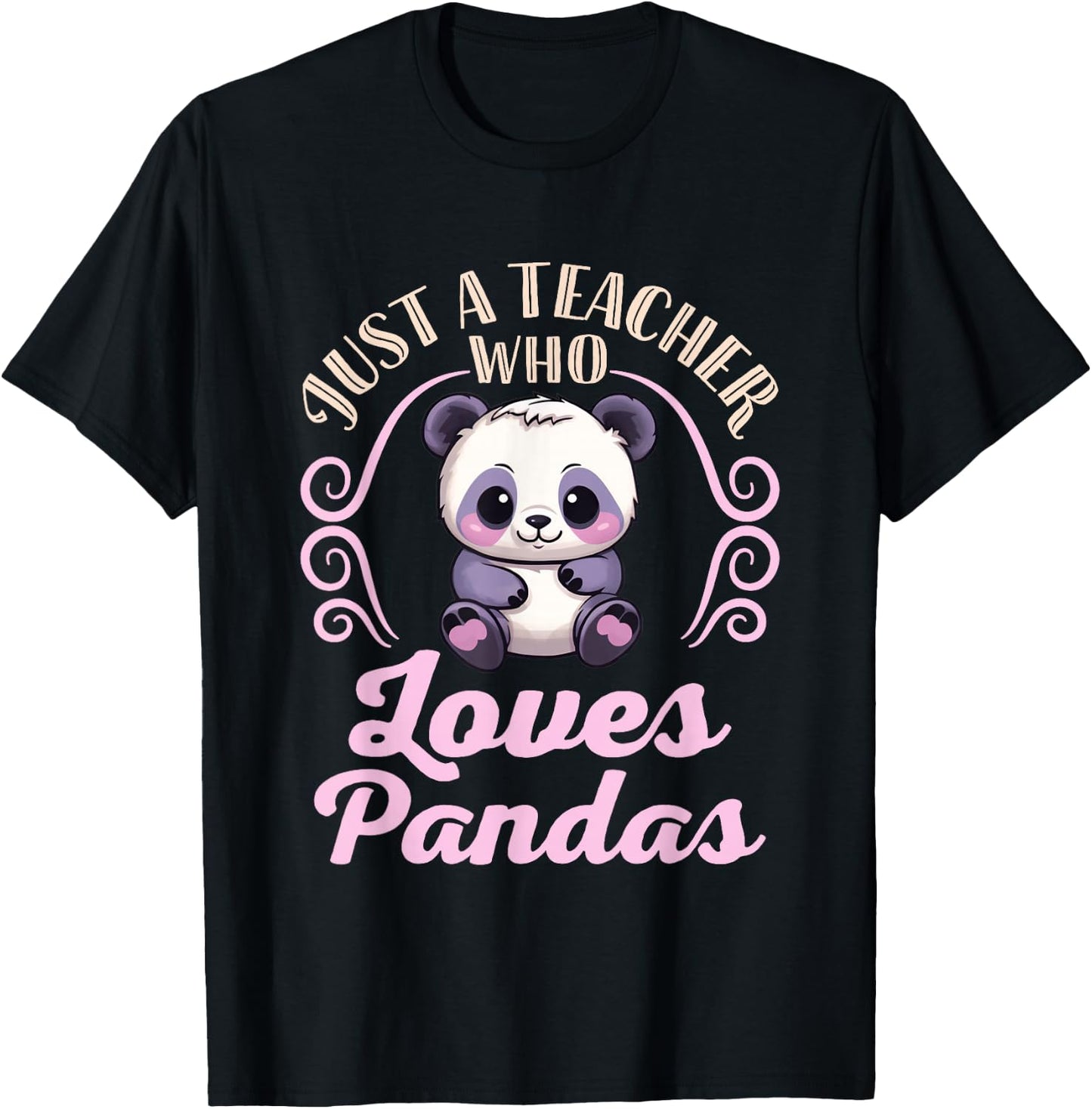Just a Teacher Who Loves Pandas Panda Lover Back to School T-Shirt - T-Shirt | Black