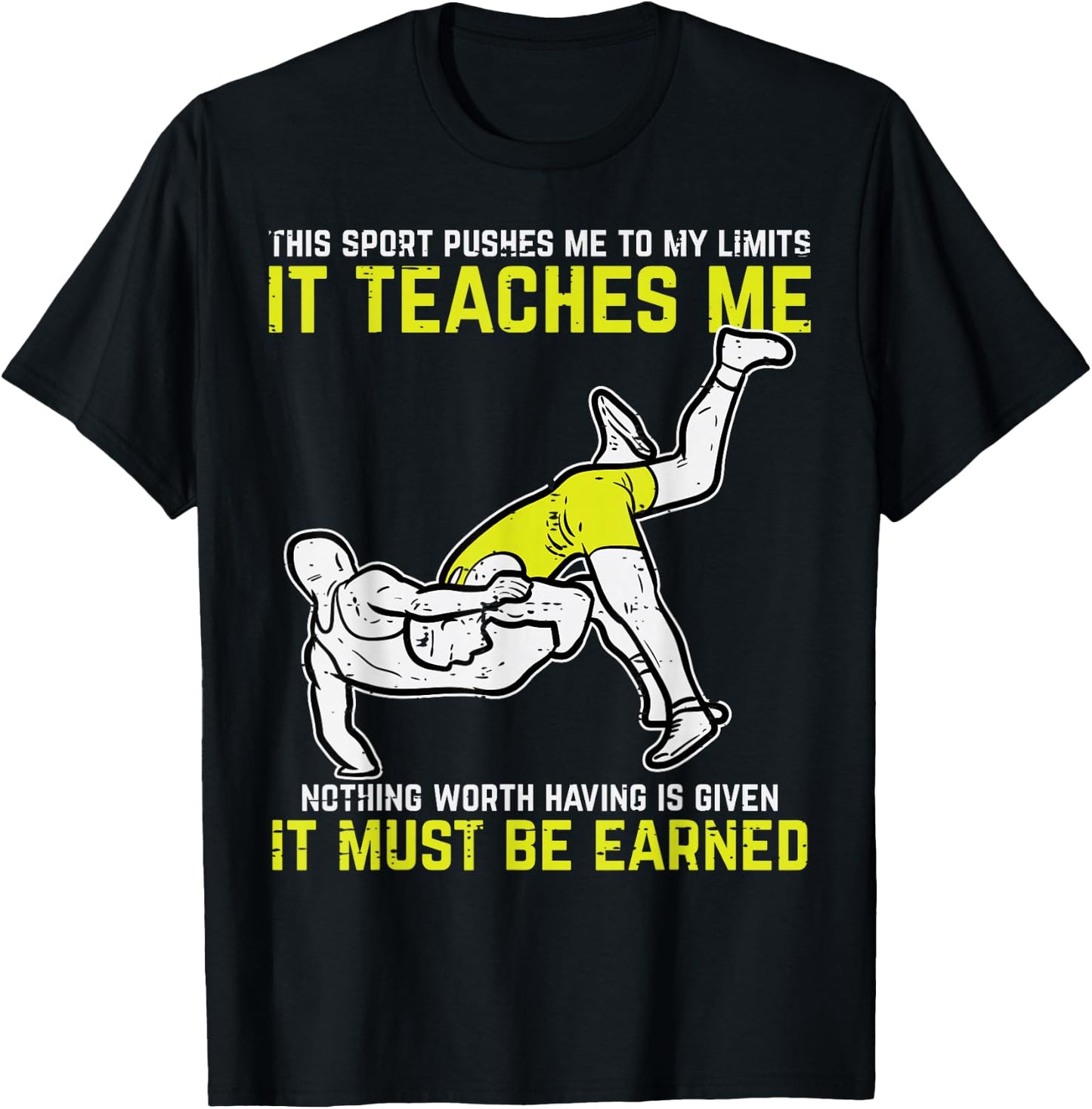 Wresting Sport Pushes Me My Limits Wrestler Men Women Kids T-Shirt - T-Shirt | Black
