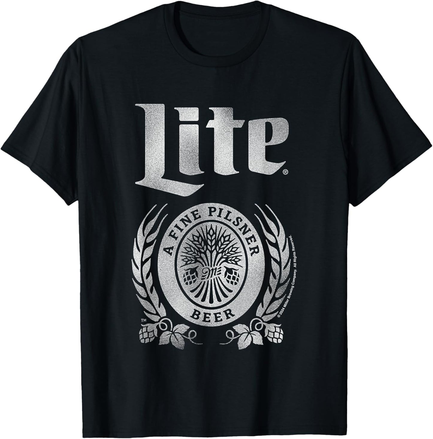 Miller Lite A Fine Pilsner Faded Vintage Label T-Shirt - T-Shirt | Black