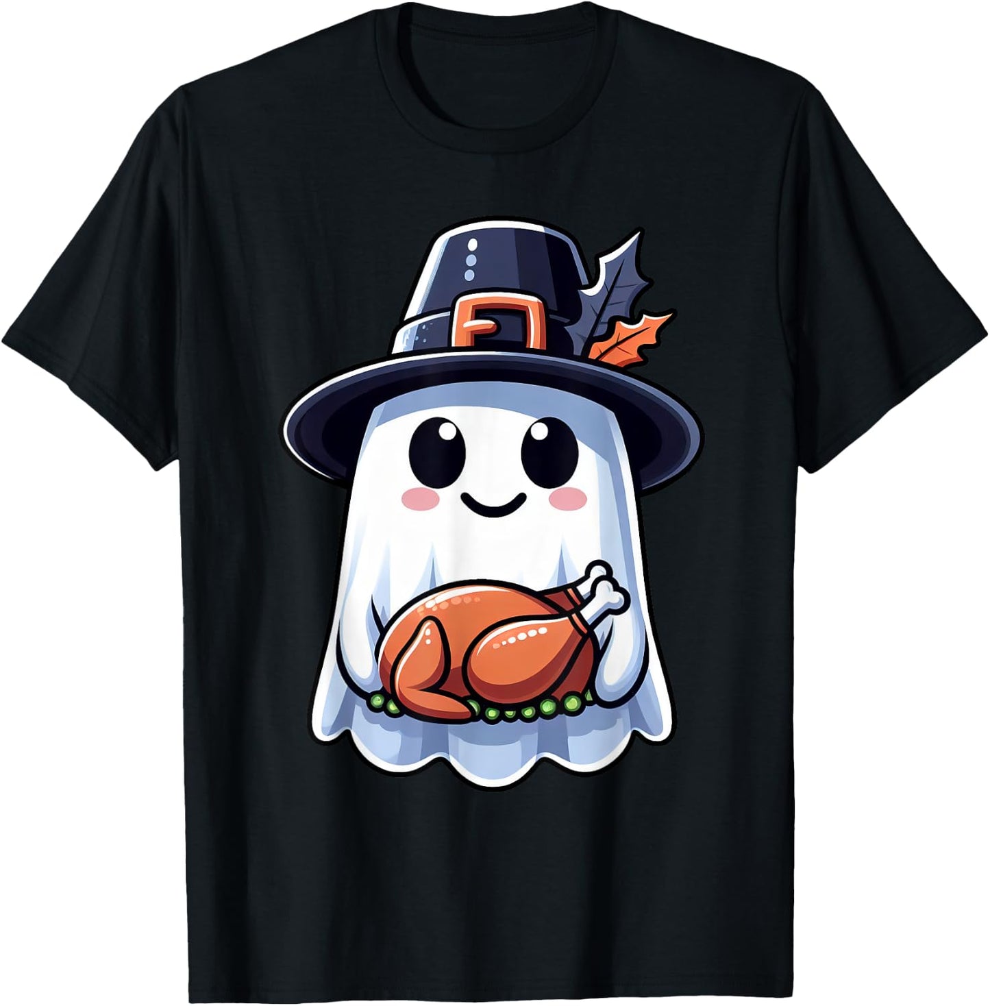 Thanksgiving Ghost Turkey Pocket Cute My Boo Halloween T-Shirt - T-Shirt | Black