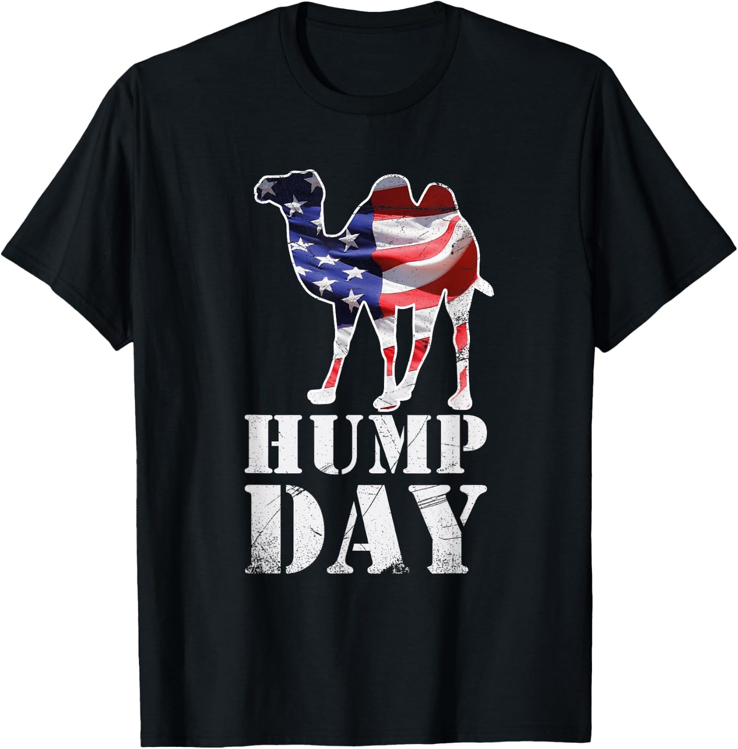 Hump Day American Flag Camel Themed Illustration Art Designe Kids Men T-Shirt - T-Shirt | Black