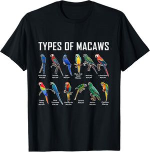 Types of Macaws Shirt Macaw Shirt Blue Yellow Hybrid Macaw T-Shirt - T-Shirt | Black