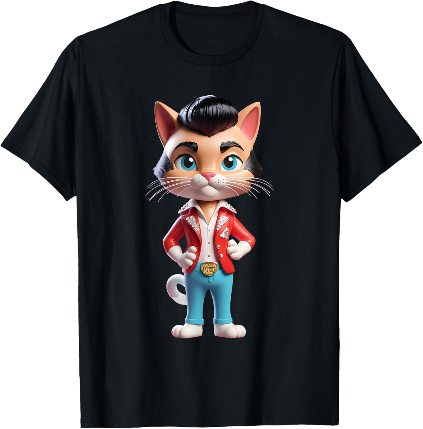 Funny Rockabilly Cat Rock n Roll Music Retro Vintage 50s 60s Women Kids T-Shirt - T-Shirt | Black