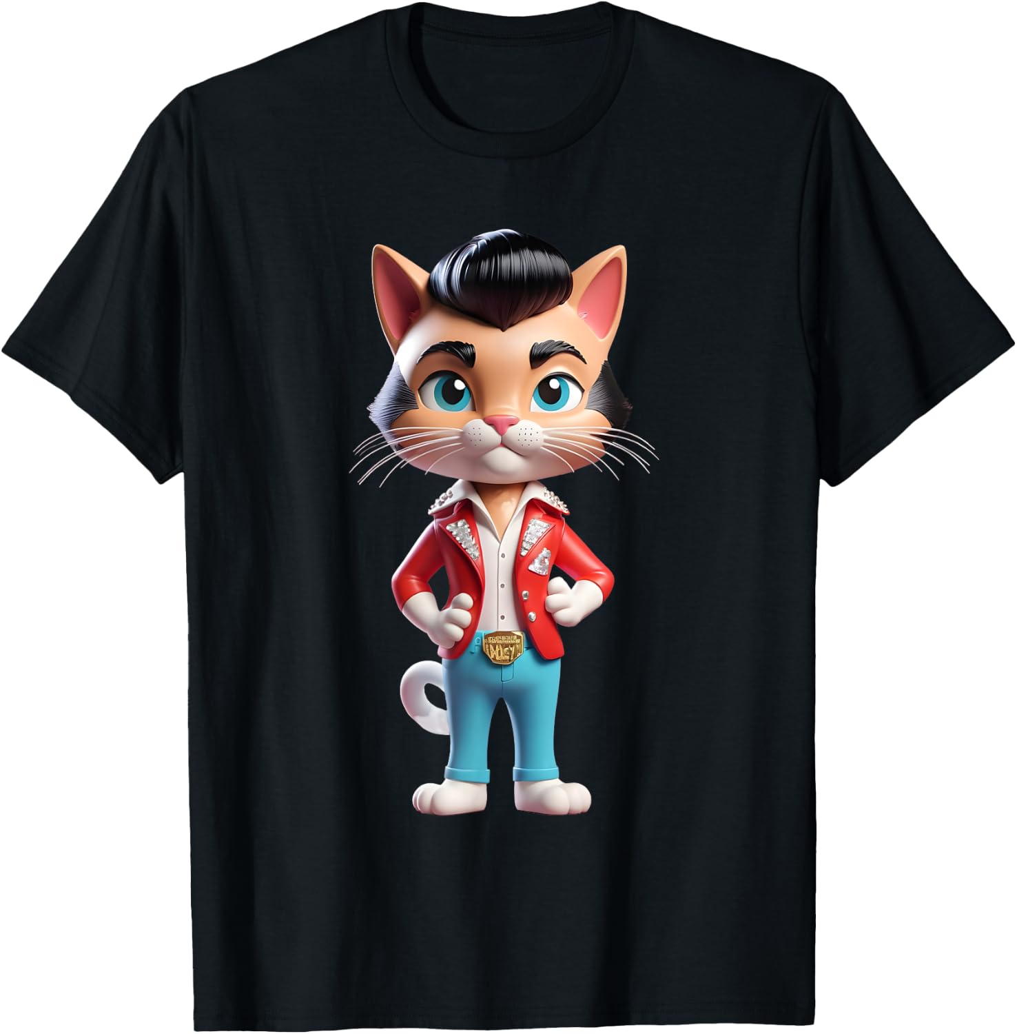 Funny Rockabilly Cat Rock n Roll Music Retro Vintage 50s 60s Women Kids T-Shirt - T-Shirt | Black