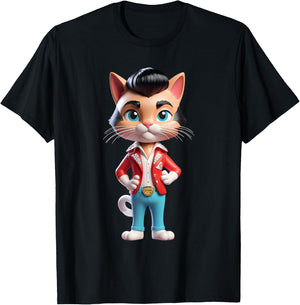 Funny Rockabilly Cat Rock n Roll Music Retro Vintage 50s 60s Women Kids T-Shirt - T-Shirt | Black