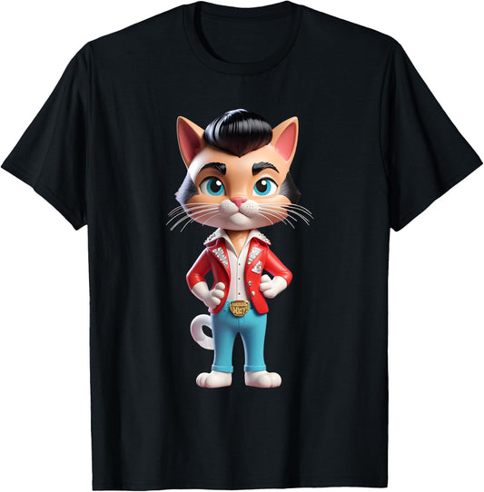 Funny Rockabilly Cat Rock n Roll Music Retro Vintage 50s 60s Women Kids T-Shirt - T-Shirt | Black