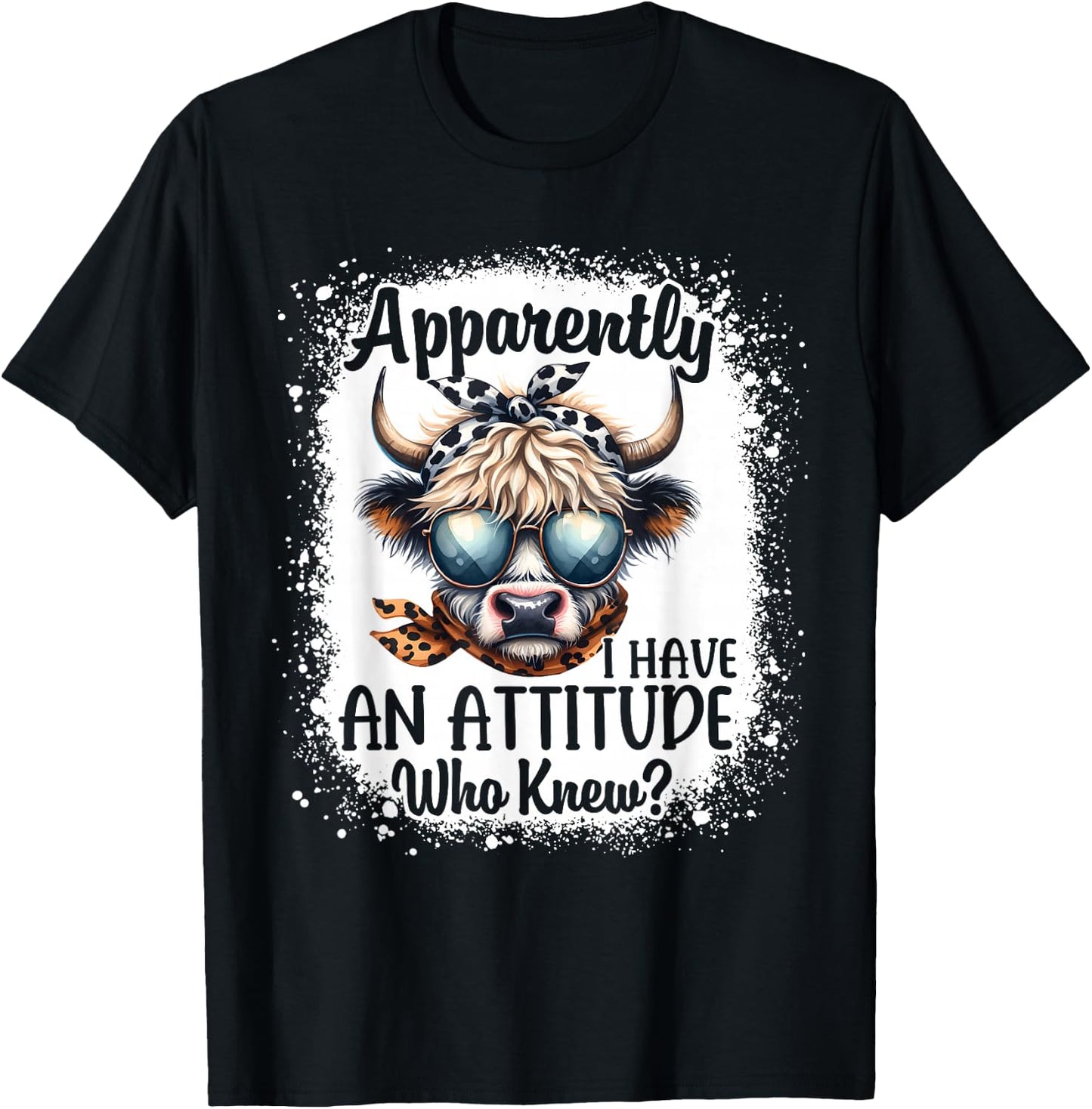 Apparently I Have An Attitude Who Knew Bleached Highland Cow T-Shirt - T-Shirt | Black