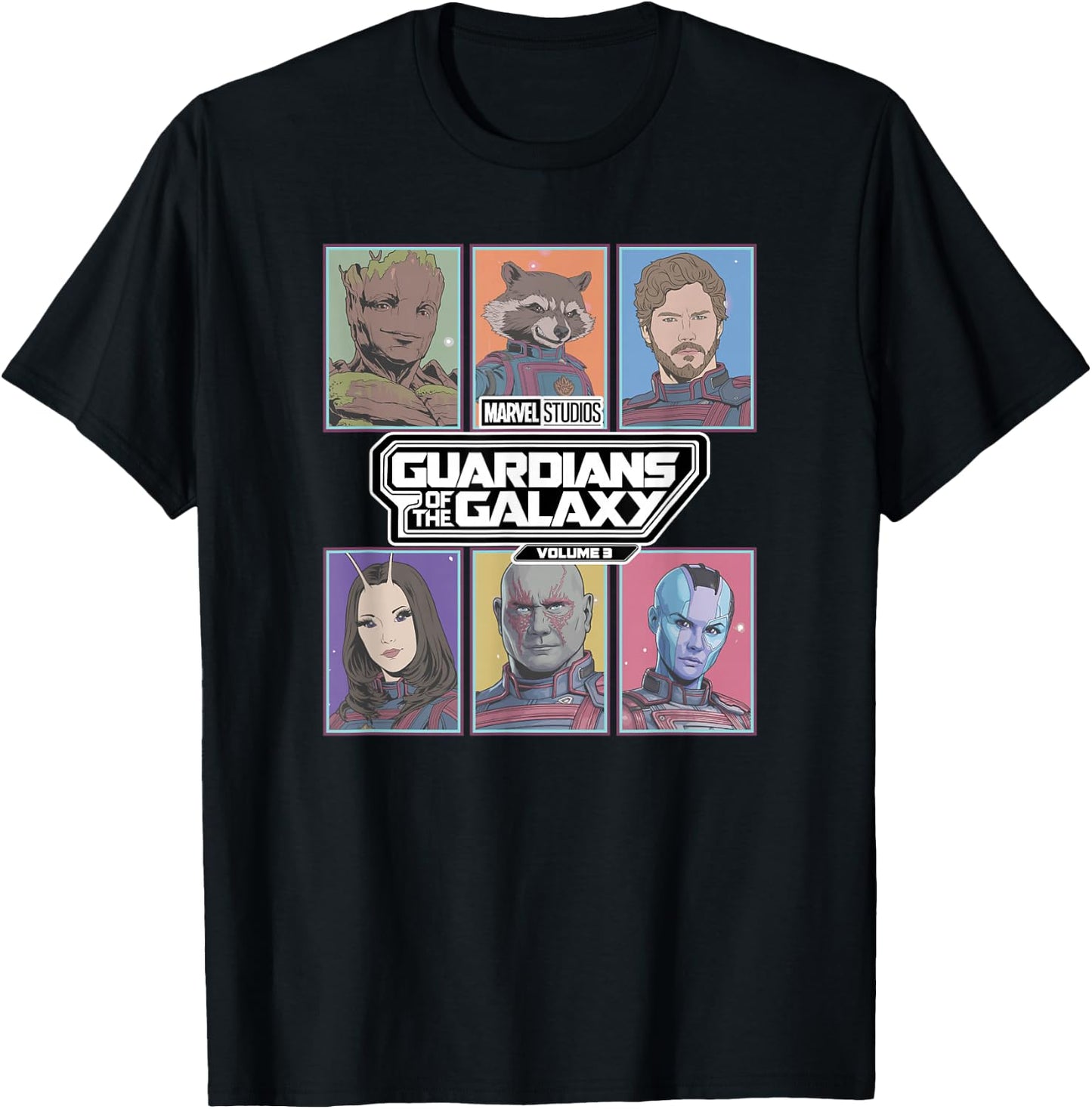 Marvel Guardians of The Galaxy Vol. 3 Retro Trading Cards T-Shirt - T-Shirt | Black