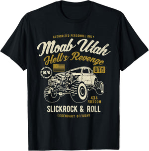 Moab Utah Hells Revenge 4x4 Vintage Distressed Style Design T-Shirt - T-Shirt | Black