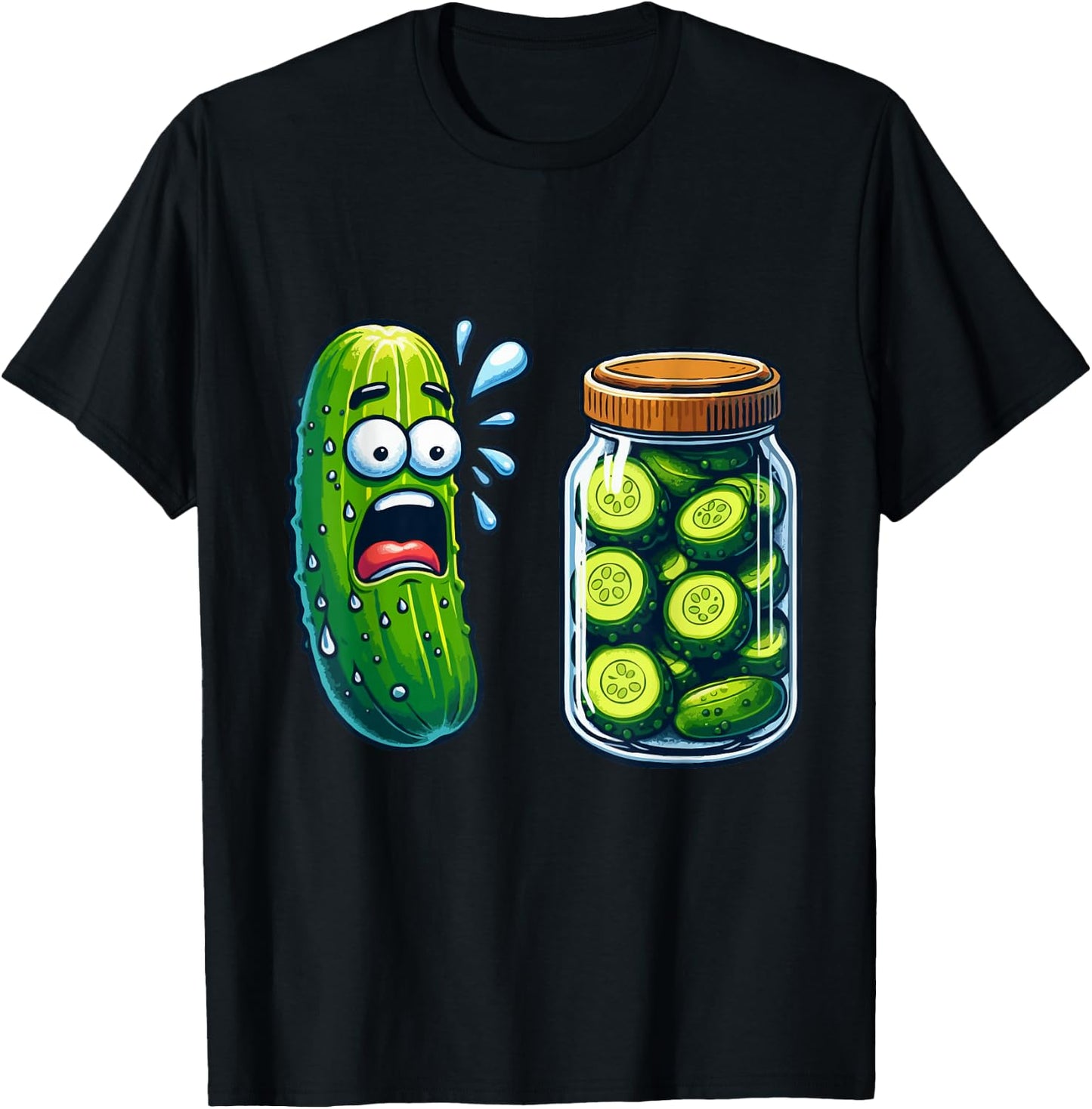 Funny Pickle Surprise Cucumber And Jar Of Pickles Boys Kids T-Shirt - T-Shirt | Black