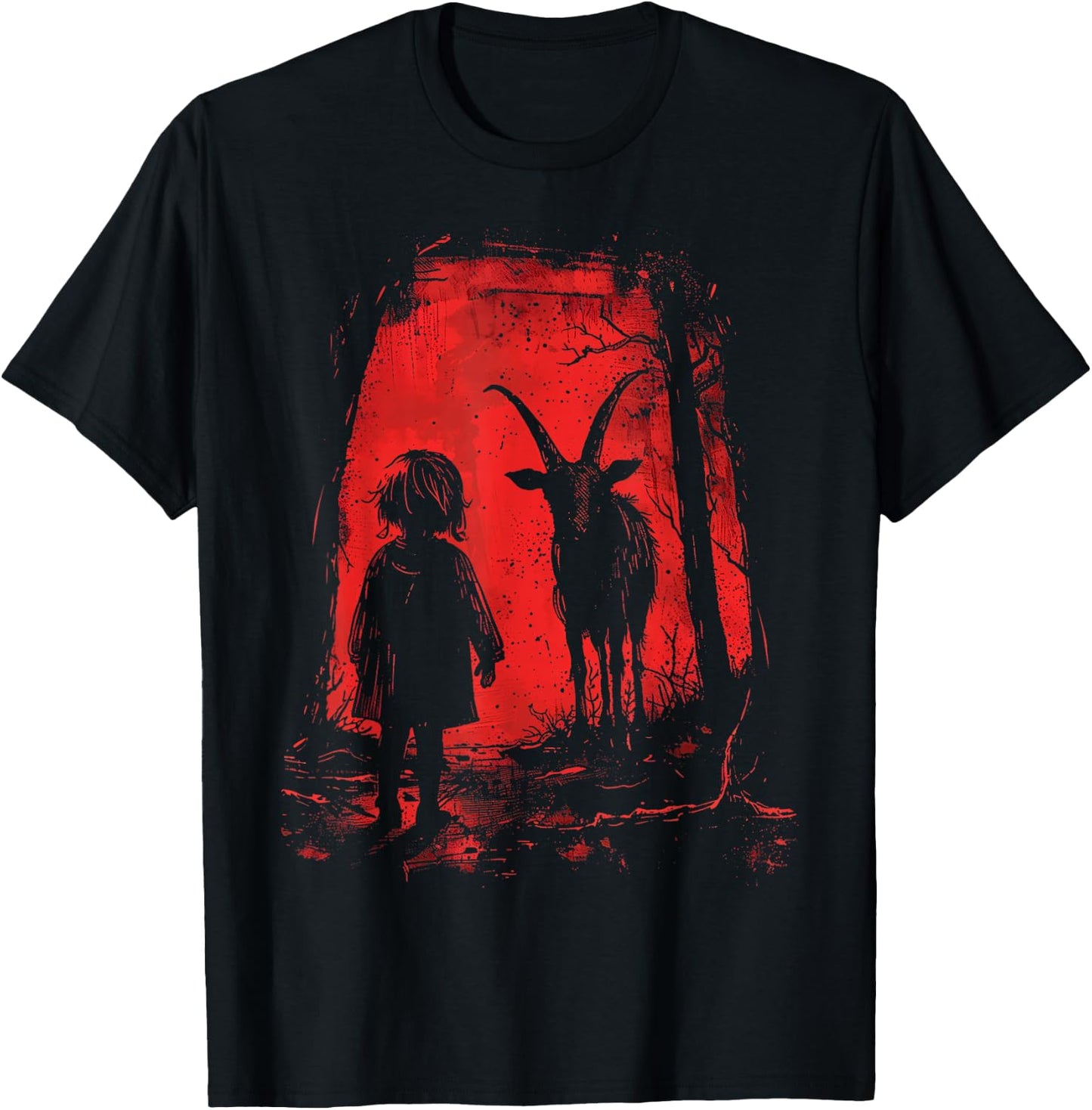 Black Demonic Goat Woods Forest Goth Alternative Alt T-Shirt - T-Shirt | Black