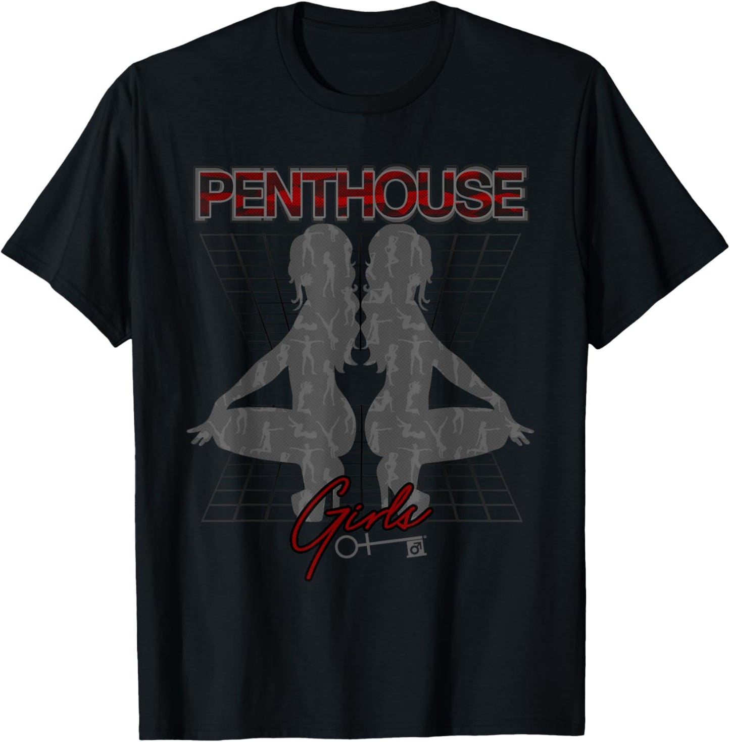 Penthouse Magazine Girls Logo Burlesque Synthwave Retro Icon T-Shirt - T-Shirt | Black