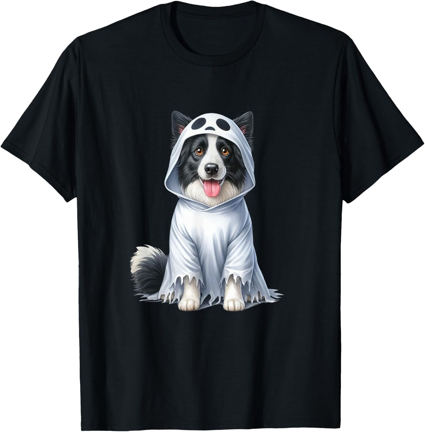 Halloween costume funny ghost dog border collie T-Shirt - T-Shirt | Black
